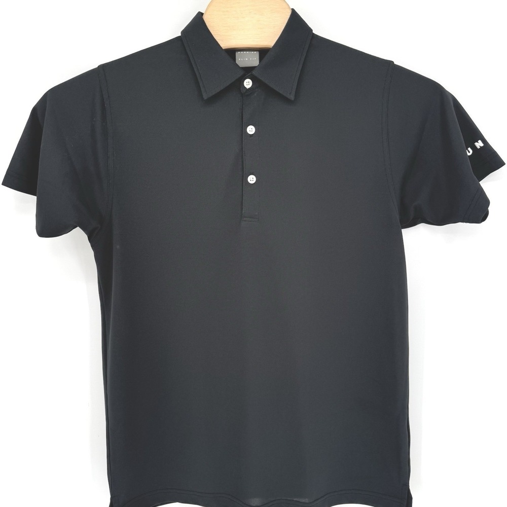 Dunning Polo Shirt Mens XL Black Slim Fit Golf Performance Short Sleeve Pique
